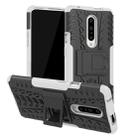 Tire Texture TPU+PC Shockproof Phone Case for OnePlus 7, with Holder (White) - 1