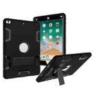 Contrast Color Silicone + PC Shockproof Case for iPad 9.7 inch (2018/2017), with Holder (Black) - 1