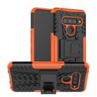 Tire Texture TPU+PC Shockproof Case for LG V50 ThinQ, with Holder (Orange) - 1