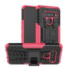 Tire Texture TPU+PC Shockproof Case for LG V50 ThinQ, with Holder (Pink) - 1