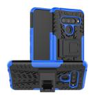 Tire Texture TPU+PC Shockproof Case for LG V50 ThinQ, with Holder (Blue) - 1