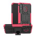 Tire Texture TPU+PC Shockproof Case for Galaxy M20, with Holder (Pink) - 1