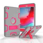 Contrast Color Silicone + PC Shockproof Case for iPad mini 5 / mini 4, with Holder(Grey+Rose Red) - 1