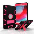 Contrast Color Silicone + PC Shockproof Case for iPad mini 5 / mini 4, with Holder(Black+Rose Red) - 1