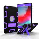 Contrast Color Silicone + PC Shockproof Case for iPad mini 5 / mini 4, with Holder(Black+Purple) - 1