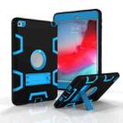 Contrast Color Silicone + PC Shockproof Case for iPad mini 5 / mini 4, with Holder(Black Blue) - 1