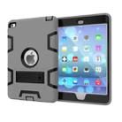 Contrast Color Silicone + PC Shockproof Case for iPad mini 5 / mini 4, with Holder(Grey) - 2