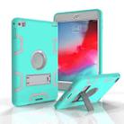 Contrast Color Silicone + PC Shockproof Case for iPad mini 5 / mini 4, with Holder(Mint Green) - 1