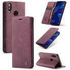 CaseMe Multifunctional Retro Frosted Horizontal Flip Leather Case for Huawei P Smart 2019 /  Honor 10 Lite, with Card Slots & Holder & Wallet(Wine Red) - 1