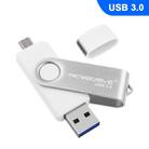 MicroDrive 128GB USB 3.0 Android Phone & Computer Dual-use Rotary Metal U Disk (White) - 1