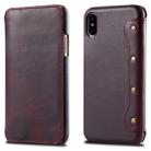 For iPhone X / XS Oil Wax Cowhide Horizontal Flip Leather Case with Card Slots & Wallet - 1