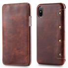 For iPhone X / XS Oil Wax Cowhide Horizontal Flip Leather Case with Card Slots & Wallet - 1