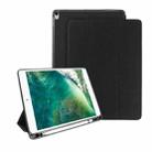 Mutural Exquisite Series Cloth Texture PU+TPU Leather Case for iPad Pro 10.5 inch, with 3-Fold Holder & Pen Slot & Sleep & Wake-up Function(Black) - 1