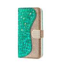 Laser Glitter Powder Matching Crocodile Texture Horizontal Flip Leather Case for Galaxy A50, with Card Slots & Holder (Green) - 2