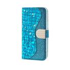 Laser Glitter Powder Matching Crocodile Texture Horizontal Flip Leather Case for Galaxy A50, with Card Slots & Holder (Blue) - 2