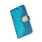 Laser Glitter Powder Matching Crocodile Texture Horizontal Flip Leather Case for Galaxy A50, with Card Slots & Holder (Blue) - 7