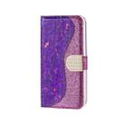 Laser Glitter Powder Matching Crocodile Texture Horizontal Flip Leather Case for Galaxy A50, with Card Slots & Holder (Purple) - 2