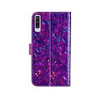 Laser Glitter Powder Matching Crocodile Texture Horizontal Flip Leather Case for Galaxy A50, with Card Slots & Holder (Purple) - 5