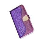 Laser Glitter Powder Matching Crocodile Texture Horizontal Flip Leather Case for Galaxy A50, with Card Slots & Holder (Purple) - 7