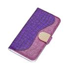 Laser Glitter Powder Matching Crocodile Texture Horizontal Flip Leather Case for Galaxy A50, with Card Slots & Holder (Purple) - 8