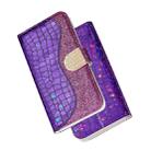 Laser Glitter Powder Matching Crocodile Texture Horizontal Flip Leather Case for Galaxy A50, with Card Slots & Holder (Purple) - 10