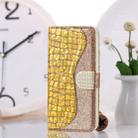 Laser Glitter Powder Matching Crocodile Texture Horizontal Flip Leather Case for Galaxy A60, with Card Slots & Holder (Gold) - 1