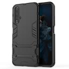 Shockproof PC + TPU Case for Huawei Honor 20, with Holder (Black) - 1