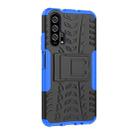 Tire Texture TPU+PC Shockproof Case for Huawei Honor 20 Pro, with Holder (Blue) - 1