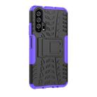 Tire Texture TPU+PC Shockproof Case for Huawei Honor 20 Pro, with Holder (Purple) - 1