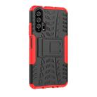 Tire Texture TPU+PC Shockproof Case for Huawei Honor 20 Pro, with Holder (Red) - 1