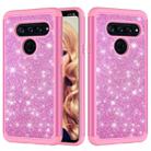 Glitter Powder Contrast Skin Shockproof Silicone + PC Protective Case for LG V40 ThinQ (Pink) - 1