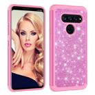 Glitter Powder Contrast Skin Shockproof Silicone + PC Protective Case for LG V40 ThinQ (Pink) - 3