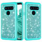 Glitter Powder Contrast Skin Shockproof Silicone + PC Protective Case for LG V40 ThinQ (Green) - 1