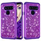Glitter Powder Contrast Skin Shockproof Silicone + PC Protective Case for LG V40 ThinQ (Purple) - 1