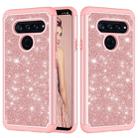 Glitter Powder Contrast Skin Shockproof Silicone + PC Protective Case for LG V40 ThinQ (Rose Gold) - 1