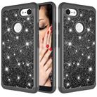 Glitter Powder Contrast Skin Shockproof Silicone + PC Protective Case for Google Pixel 3 XL (Black) - 1