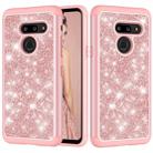 Glitter Powder Contrast Skin Shockproof Silicone + PC Protective Case for LG G8 ThinQ (Rose Gold) - 1