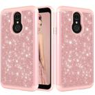 Glitter Powder Contrast Skin Shockproof Silicone + PC Protective Case for LG Q7 / Q7 Plus (Rose Gold) - 1