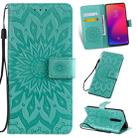 Pressed Printing Sunflower Pattern Horizontal Flip PU Leather Case for Xiaomi Mi 9T & Mi 9T Pro & Redmi K20 & K20 Pro, with Holder & Card Slots & Wallet & Lanyard (Green) - 1