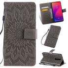 Pressed Printing Sunflower Pattern Horizontal Flip PU Leather Case for Xiaomi Mi 9T & Mi 9T Pro & Redmi K20 & K20 Pro, with Holder & Card Slots & Wallet & Lanyard (Grey) - 1