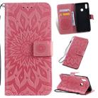 Pressed Printing Sunflower Pattern Horizontal Flip PU Leather Case for Vivo Y93 / Y91 / Y95, with Holder & Card Slots & Wallet & Lanyard (Pink) - 1