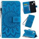 Pressed Printing Sunflower Pattern Horizontal Flip PU Leather Case for Vivo Y93 / Y91 / Y95, with Holder & Card Slots & Wallet & Lanyard (Blue) - 1