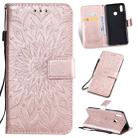 Pressed Printing Sunflower Pattern Horizontal Flip PU Leather Case for Vivo Y93 / Y91 / Y95, with Holder & Card Slots & Wallet & Lanyard (Rose Gold) - 1