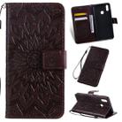 Pressed Printing Sunflower Pattern Horizontal Flip PU Leather Case for Vivo Y93 / Y91 / Y95, with Holder & Card Slots & Wallet & Lanyard (Brown) - 1