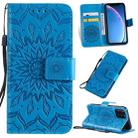 For iPhone 11 Pro Pressed Printing Sunflower Pattern Horizontal Flip PU Leather Case , with Holder & Card Slots & Wallet & Lanyard - 1