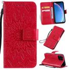 For iPhone 11 Pro Pressed Printing Sunflower Pattern Horizontal Flip PU Leather Case , with Holder & Card Slots & Wallet & Lanyard - 1