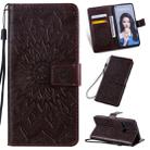 Pressed Printing Sunflower Pattern Horizontal Flip PU Leather Case for Huawei Nova 5i / P20 Lite (2019), with Holder & Card Slots & Wallet & Lanyard (Brown) - 1