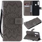 Pressed Printing Sunflower Pattern Horizontal Flip PU Leather Case for Huawei P Smart Z / Y9 Prime (2019), with Holder & Card Slots & Wallet & Lanyard (Grey) - 1