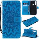 Pressed Printing Sunflower Pattern Horizontal Flip PU Leather Case for Huawei P Smart Z / Y9 Prime (2019), with Holder & Card Slots & Wallet & Lanyard (Blue) - 1