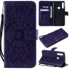 Pressed Printing Sunflower Pattern Horizontal Flip PU Leather Case for Huawei P Smart Z / Y9 Prime (2019), with Holder & Card Slots & Wallet & Lanyard (Purple) - 1